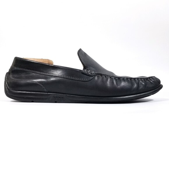 ecco Black Leather Moccasin Slip On Loafers Driving Shoes Old Money Quiet Luxury - Picture 2 of 10